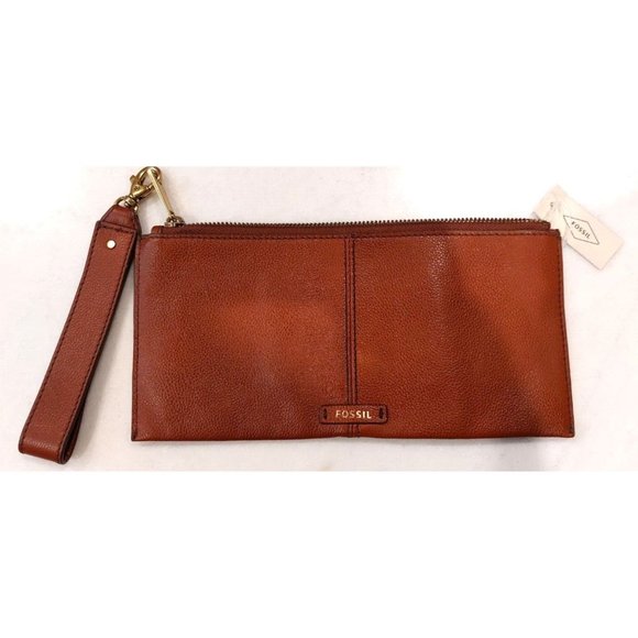 Fossil Liv‎ Wristlet Medium Brown 10"x5" NWT - Picture 1 of 7